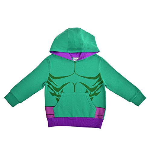 Marvel Boy's Incredible Hulk Pullover Character Hoodie with Kangaroo Pocket, Green, Size 3T