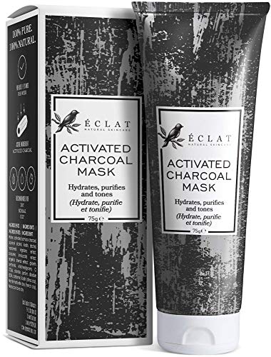 Mascarilla de Carbón Facial Eclat – Mascarilla Facial Carbón Activo con Carbón de Bambú Natural y Mezcla de 4 Arcillas Incluyendo Bentonita Caolín Francesa para Limpiar Poros y Eliminar Puntos Negros