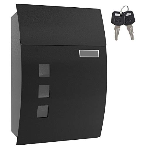 Meditool Buzón de Acero Inoxidable,Buzon de exterior, buzón de correos ,450 x 100 x 320 mm ,2 Llaves,Resistente al agua y con cierre,Negro Meditool Buzón de Acero Inoxidable,Buzon de exterior, buzón de correos ,450 x 100 x 320 mm ,2 Llaves,Resistente al agua y con cierre,Negro