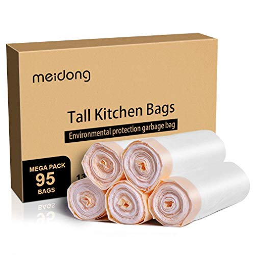 Meidong Bolsas de Basura 50L (5 Rollos, 95 Cuentas en Total)