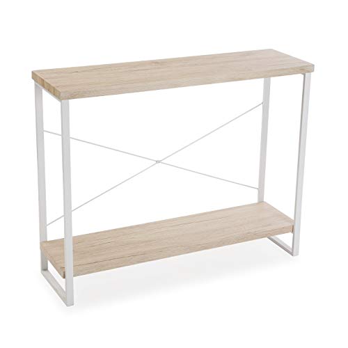 Mesa Consola Recibidor Taline en Madera y Metal Color Marrón Claro y Blanco Mesa Consola Recibidor Taline en Madera y Metal Color Marrón Claro y Blanco