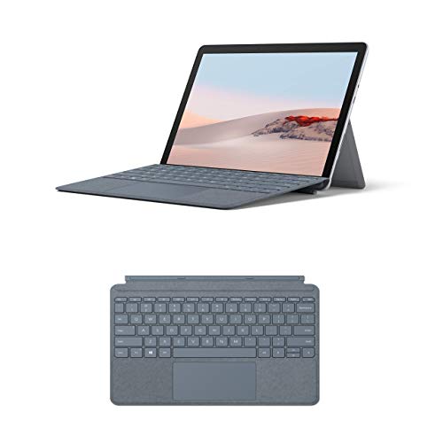 Microsoft Surface Go 2 - Ordenador portátil 2 en 1 de 10.5" Full HD (Intel Pentium Gold 4425Y, WiFi, 8 GB RAM, 128 GB SSD, Windows 10 Home) Platino + Surface Go Signa Cover - Teclado Azul