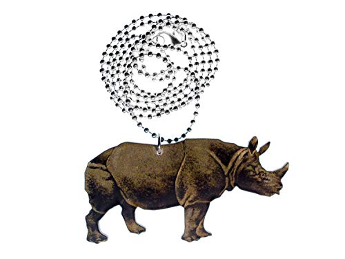 Miniblings Madera Impreso Rhino Collar de Cadena 80cm Rinoceronte Animal de zoológico