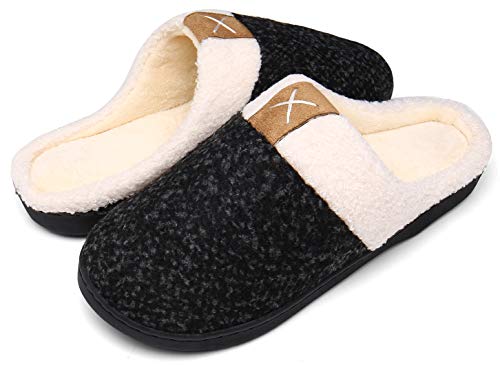 Mishansha Zapatillas Invierno Hombre Casa Memory Foam Zapatos Antideslizante CáLido Pantuflas Casa Cómodas Suave Slippers,Negro,42/43