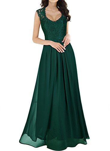 Miusol Vintage Chiffon Largo Fiesta Vestidos para Mujer Verde X-Large