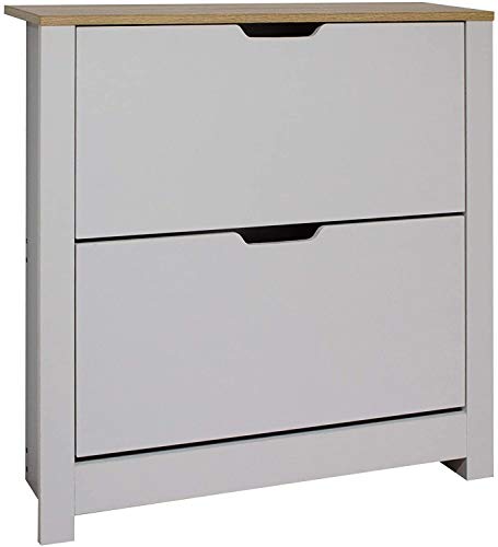 Mobelcenter - Mueble Zapatero 2 Puertas - Armario Zapatero 2 Puertas Color Blanco y Roble - Capacidad para 16 Pares de Zapatos - Medidas: Ancho: 73.5 cm x Fondo: 23.5 cm x Alto: 81 cm - (1197)