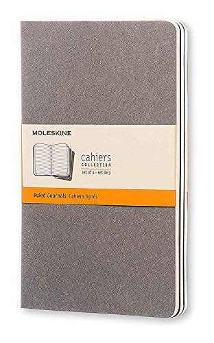 Moleskine Cahier - Set de 3 cuadernos a rayas, grandes, color gris claro cálido