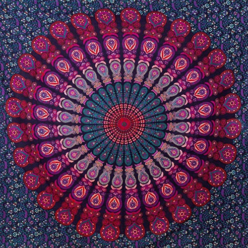 MOMOMUS Tapiz de Mandala - Hecho a Mano con Algodón 100% y Tintes Vegetales Naturales - Adornos de Arte para Pared de Hogar, Pareo/Toalla de Playa Grande, Sofá - Elegante y Bohemio - 210x230cm Aprox MOMOMUS Tapiz de Mandala - Hecho a Mano con Algodón 100% y Tintes Vegetales Naturales - Adornos de Arte para Pared de Hogar, Pareo/Toalla de Playa Grande, Sofá - Elegante y Bohemio - 210x230cm Aprox