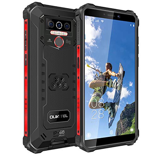 Moviles Resistentes,OUKITEL WP5 Pro Android 10 8000 mAh 64GB ROM+4GB RAM Telefonos Moviles Libres Resistentes Dual SIM 4G 4 Linternas LED Traseras Super Brillantes Rugged Impermeable Smartphone,Nergo