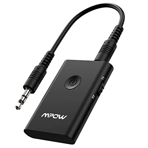 Mpow Adaptador Bluetooth 4.2 Transmisor Receptor 2 en 1 Empareja 2 receptores Jack 3,5 mm Baja latencia para TV/Coche/Audio/Música Mpow Adaptador Bluetooth 4.2 Transmisor Receptor 2 en 1 Empareja 2 receptores Jack 3,5 mm Baja latencia para TV/Coche/Audio/Música