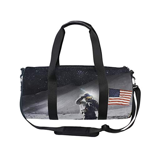 Mr.lucien Astronaut Space American Bandera Bolsa de Lona de Viaje Estación Universo con Hombro Crossbody Fitness Sport Equipaje 2020005