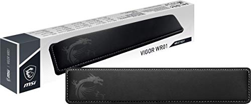 MSI Vigor WR01 Wrist Rest - Reposamuñecas para Teclado (Espuma visco elástica, Superficie de Licra, ergonómico y Antibacteriano, Base Antideslizante, largas sesiones de Juego)