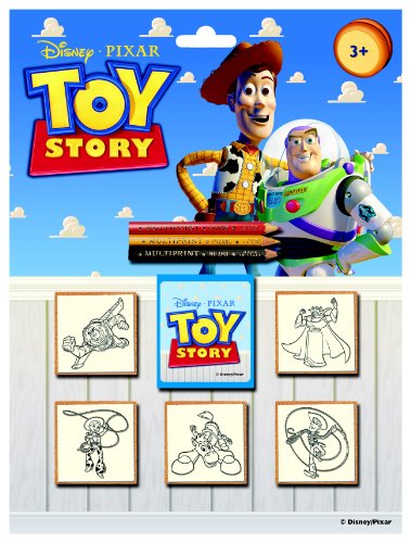 Multiprint Blister 5 Sellos para Niños Disney Toy Story 4, 100% Made in Italy, Sellos Personalizados para Niños, en Madera y Caucho Natural, Tinta Lavable no Tóxica, Idea de Regalo, Art.05776