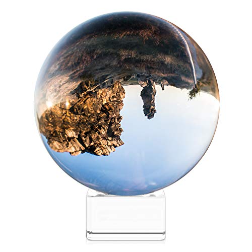 Navaris Bola de Cristal para fotografía - Esfera con Soporte - Bola de Vidrio K9 Transparente para decoración - Ø 100MM