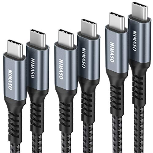 NIMASO Cable USB C a USB C(3 Pack:0.3m+1m+2m),Cable Tipo C Carga Rápida 60W 20V/3A Nylon Duradero Trenzado Compatible con Galaxy S21/S21 Ultra/S20/S10,Google Pixel 3a XL,iPad Pro 2020/2018,Macbook