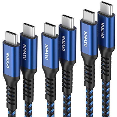 NIMASO Cable USB C a USB C(3 Pack:0.3m+1m+2m),Cable Tipo C Carga Rápida 60W 20V/3A Nylon Duradero Trenzado Compatible con Galaxy S21/S21 Ultra/S20/S10,Google Pixel 3a XL,iPad Pro 2020/2018,Macbook