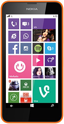 Nokia Lumia 635 - Smartphone libre Windows Phone (pantalla 4.5", 8 GB, 1.2 GHz, Qualcomm Snapdragon, 512 MB), naranja