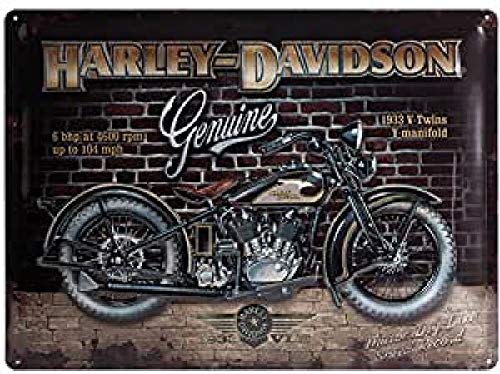 Nostalgic-Art Harley Davidson Brick Wall Placa Decorativa, Metal, Ocres, 30 x 40 cm
