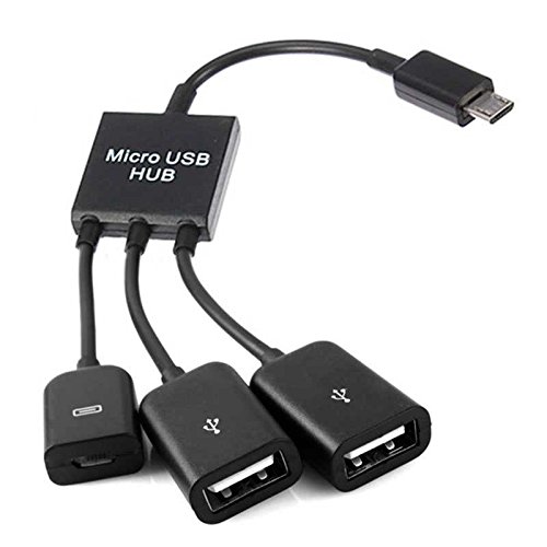 OcioDual Cable Adaptador Host OTG Micro USB Macho a USB Hembra Doble HUB Smartphone Negro para Samsung S7/S6/J7 Xiaomi Redmi 7A