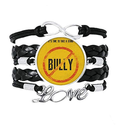 OFFbb-USA Logo No Bully Art Deco regalo pulsera de moda amor accesorio trenzado cuero cuerda de tejer pulsera regalo