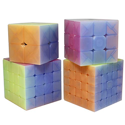 OJIN Gelatina Diseño del color Velocidad específica Paquete de cubos 2x2 3x3 4x4 5x5 Cubo brillante Puzzles suaves Juego de cubos con paquete de regalo + Cuatro trípodes