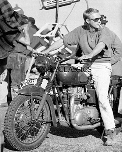 OnlyClassics Cool Guy Steve McQueen Triumph Motorcycle The Great Escape - Juego de fotos (20,3 x 25,4 cm)