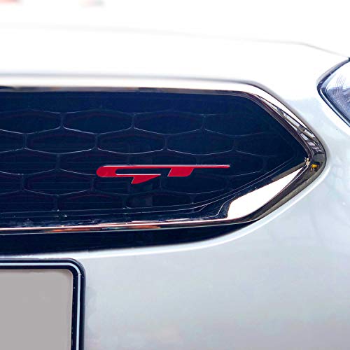 P056 - Juego de 2 pegatinas adhesivas para el logotipo frontal, autoadhesivas, resistente al lavado del coche, color rojo