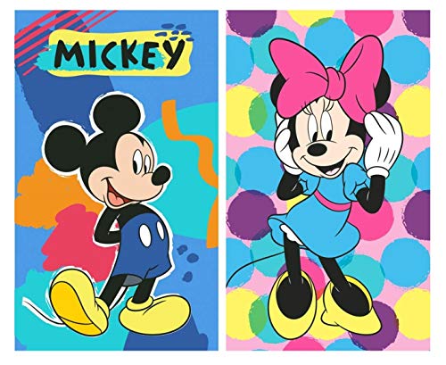 Pack de 2 – gran idea de regalo para niños – Toalla de cara / toalla de invitados – 40 x 60 cm – 100% algodón – Juego de 2 unidades: 1 x Minnie Mouse y 1 x Mickey Mouse
