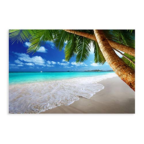 Palm Beach ‒ Decoración de imagen Caribbean Dream Bay Paradise Island Tropical Cocos Árboles Océano Vacaciones Cielo Azul Imagen Decoración de Pared Mural Lienzo Póster Arte de Pared