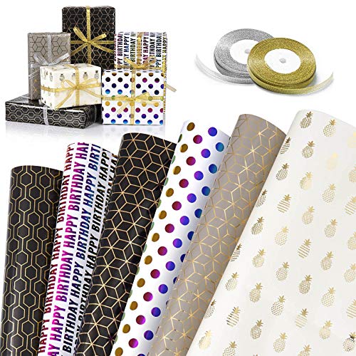 Papel de Regalo, GuKKK 6 Hojas Papel Para Envolver Regalos + 2 Rollo de Cinta, Niños Niñas Cumpleaños Papel Regalo, para Cumpleaños, San Valentín, Día De Fiesta, Baby Shower, Navidad(50 x 70cm) Papel de Regalo, GuKKK 6 Hojas Papel Para Envolver Regalos + 2 Rollo de Cinta, Niños Niñas Cumpleaños Papel Regalo, para Cumpleaños, San Valentín, Día De Fiesta, Baby Shower, Navidad(50 x 70cm)