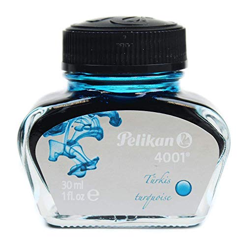 Pelikan 311894 - Tinta para pluma estilográfica 4001, frasco de vidrio de 30 ml, color azul turquesa