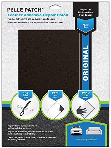 Pelle Patch - Parche Adhesivo de reparación para Cuero y Vinilo - Disponible en 25 Colores - Original 20cm x 28cm - Marrón Oscuro
