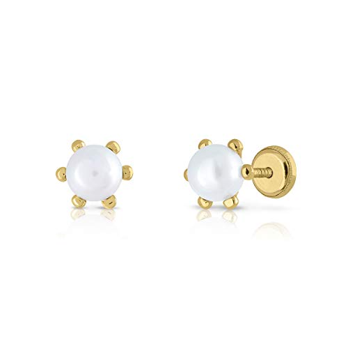 Pendientes oro 18k, modelo pistilos con perla de 3 mm cultivada y cierre de rosca de maxima seguridad Pendientes oro 18k, modelo pistilos con perla de 3 mm cultivada y cierre de rosca de maxima seguridad