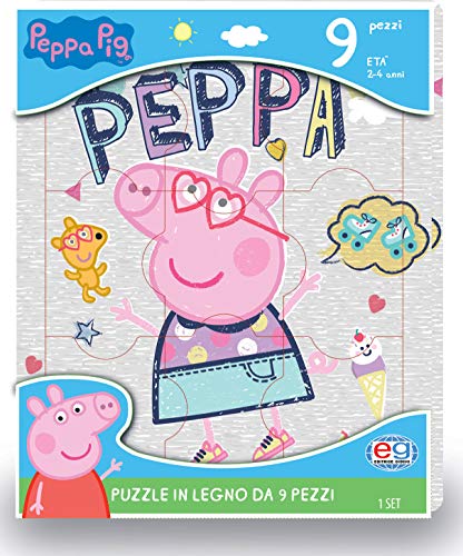Peppa Pig 6056258 - Puzzle de Madera Personalizado de 9 Piezas, de 2 a 4 años