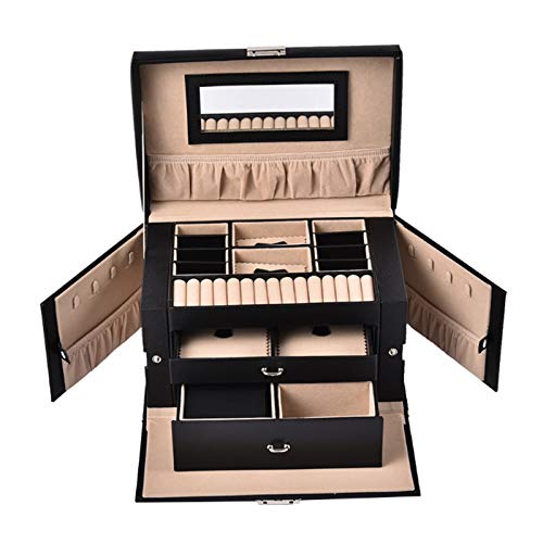 PHLPS Joyery Box Organizer, Caja de joyería de cuero PU premium, para pendientes de collar Pulseras Anillos Organizador de almacenamiento, con colgantes de collar Compartimiento removible, para mujere