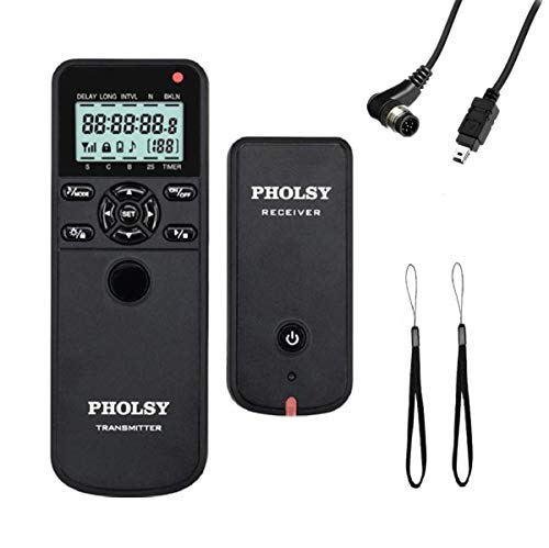 PHOLSY Inalámbrico Temporizador Mando a Distancia Disparador con HDR y Intervalómetro para Nikon Z7, Z6, D750, D780, D7500, D7200, D5600, D5500, P7700, P7800, P950, D3, D4, D5, D6, D800, D850