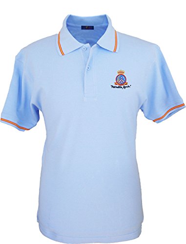 Pi2010 – Polo Patrulla Águila para Hombre, Color Celeste, Bandera España en Cuello y Mangas, 100% algodón Talla XL Pi2010 – Polo Patrulla Águila para Hombre, Color Celeste, Bandera España en Cuello y Mangas, 100% algodón Talla XL