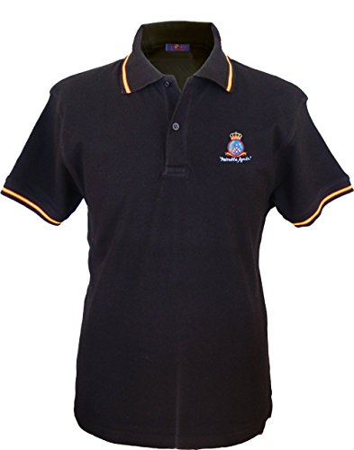 Pi2010 – Polo Patrulla Águila para Hombre, Color Negro, Bandera España en Cuello y Mangas, 100% algodón Talla XL Pi2010 – Polo Patrulla Águila para Hombre, Color Negro, Bandera España en Cuello y Mangas, 100% algodón Talla XL