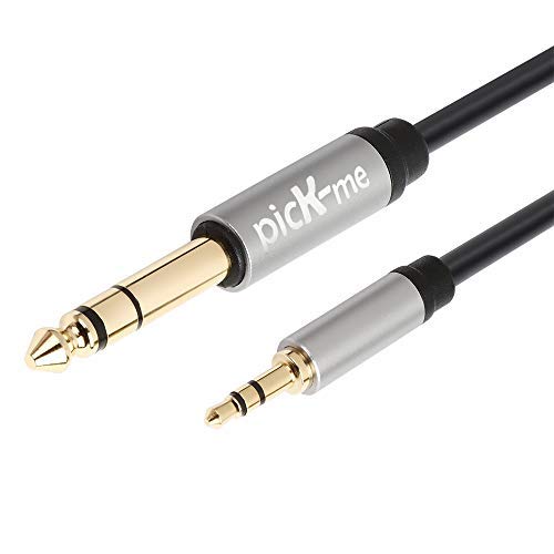 picK-me TRS 6.35mm Macho a TRS 3.5mm Macho Cable de Audio Estéreo, para Guitarra, Piano, Amplificadores, Dispositivos de Cine en Casa o Consolas de Mezcla, Etc
