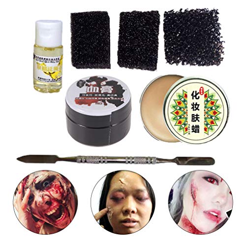 PIXNOR 7Pcs Kit de Maquillaje de Halloween Efectos Especiales Profesionales Maquillaje de Escenario Cicatrices de Heridas Falsas Cera Y Gel de Sangre con Herramientas PIXNOR 7Pcs Kit de Maquillaje de Halloween Efectos Especiales Profesionales Maquillaje de Escenario Cicatrices de Heridas Falsas Cera Y Gel de Sangre con Herramientas