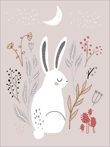 Posterlounge Cuadro de PVC 30 x 40 cm: Bunny in The Moonlight de Kidz Collection/Editors Choice