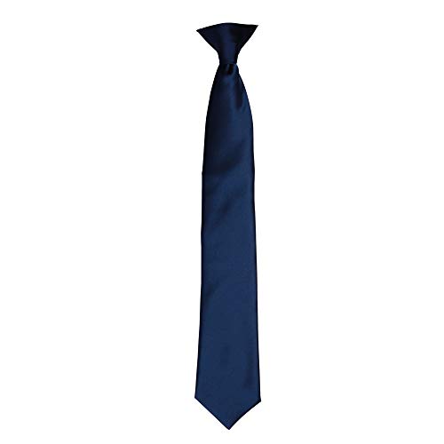 Premier - Corbata satinada Facil quita y pon Modelo Clip Hombre Caballero(40 colores) - Trabajo/Negocios/Moda (Talla Única) (Azul marino Navy)