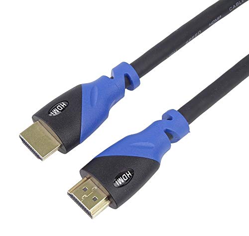Premium Cord 4K HDMI 2.0b Cable de resolución UHD 4K @ 60Hz 2160p, 3D, ARC, HDCP, Conectores Dorados, Conector de PVC Negro y Azul, Longitud 1 m