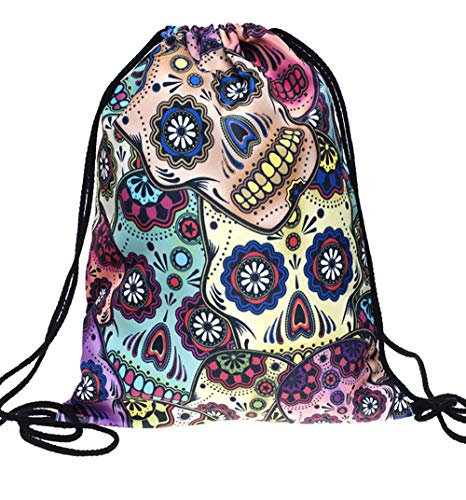 PREMYO Bolsa de Cuerdas Saco de Gimnasio Deporte Mochila Mujer Hombre con Impresión Cráneo Motivo Gracioso Práctico Cómodo Cordón Robusto PREMYO Bolsa de Cuerdas Saco de Gimnasio Deporte Mochila Mujer Hombre con Impresión Cráneo Motivo Gracioso Práctico Cómodo Cordón Robusto