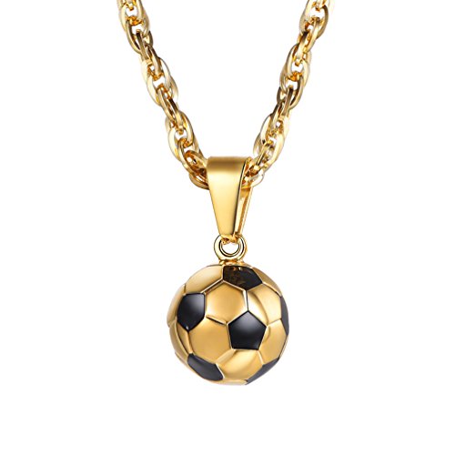 PROSTEEL Chapado en Oro 18 k Collares Hombre de fútbol Regalo para Hombre Mujer