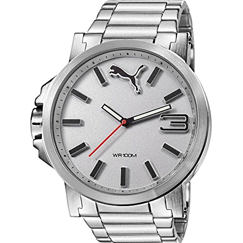 Puma Ultrasize Metal - Reloj análogico de cuarzo con correa de acero inoxidable para hombre, color plata/plata