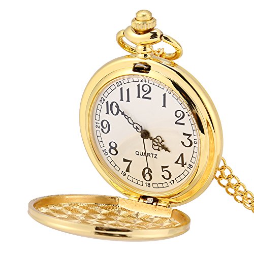 Reloj de bolsillo, Colgante de collar de reloj de bolsillo liso análogo de cuarzo clásico de 3 colores con cadena(#3)