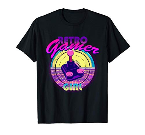 Retro Gamer Girl Classic Video Games Joystick Arcade Camiseta