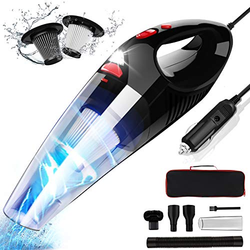 RIKIN Aspiradora de Coche 8500PA 120W Aspirador de Mano con Cable Filtro de Acero Inoxidable Accesorio Completo y Bolsa de Transporte para Hogar y Coche RIKIN Aspiradora de Coche 8500PA 120W Aspirador de Mano con Cable Filtro de Acero Inoxidable Accesorio Completo y Bolsa de Transporte para Hogar y Coche