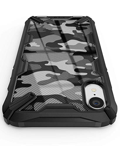 Ringke Fusion X Design DDP Compatible con Funda iPhone XR Semi-Opaco Parte Posterior de la PC con Parachoques de TPU Cubierta de Protección con Estilo para iPhone XR - Camo Black